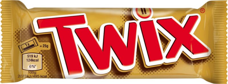 BLUE FARM | Twix. Chocolate, biscuit and caramel bar 25g x 2. Boxes of 25 packs