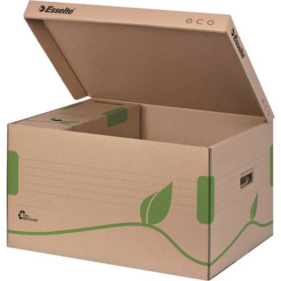 BLUE FARM | Esselte. ECOBOX archive box container for Boxy 80/100 brown/green 34.5x24.2x43.9 cm. 10 pieces