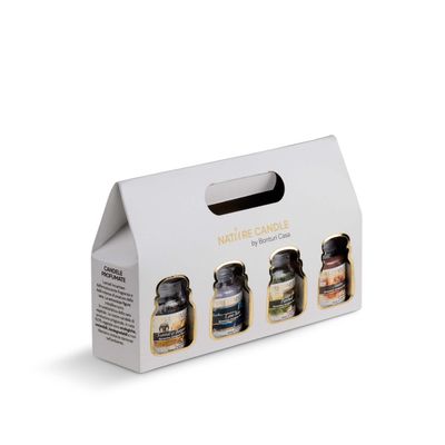 KALINDRA | Bonturi. Case with 4 assorted candles in jars of 90 gr / 3.17 oz each.