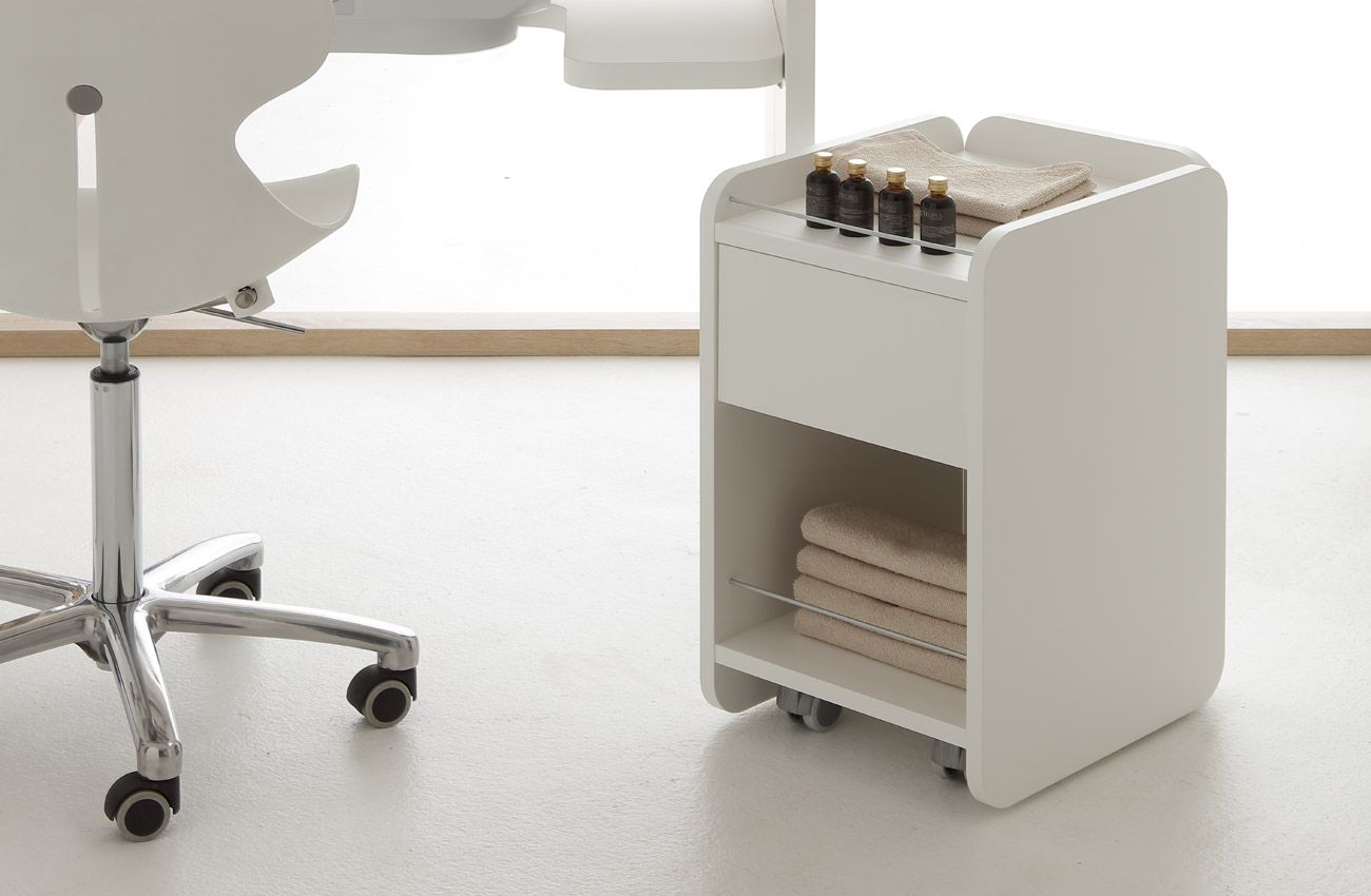BLUE FARM | Vismara. Nat. Chest of drawers with 1 drawer, 1 open compartment and upper shelf. Matt white