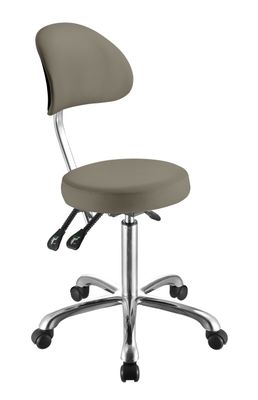 BLUE FARM | Weelko. Comfort. Stool with ergonomic backrest and flat, circular seat