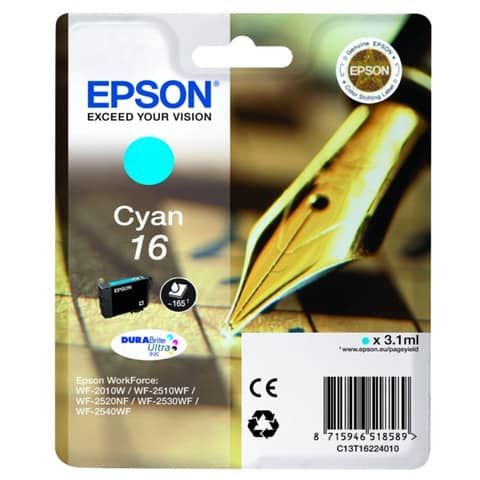 Cartuccia inkjet ink pigmentato Penna e Cruciverba 16 Epson ciano C13T16224012