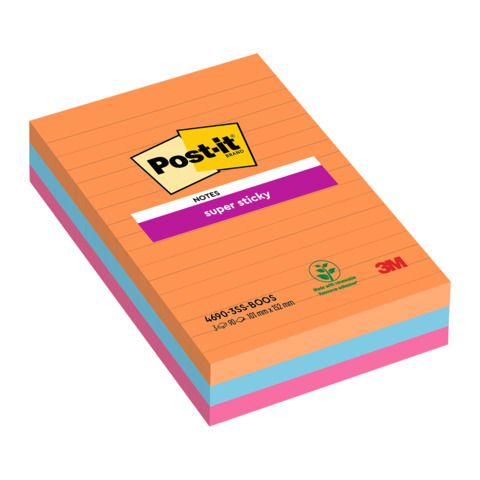 Foglietti Post-it Super Sticky XXL Bangkok a righe assortiti conf. 3 blocchetti da 90 ff - 4690-SS3BGK-EU