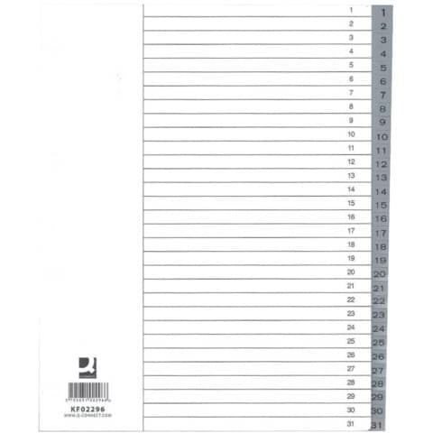 Divisore numerico Q-Connect grigio XL 24,5x29,7 cm ppl 1-31 KF02296