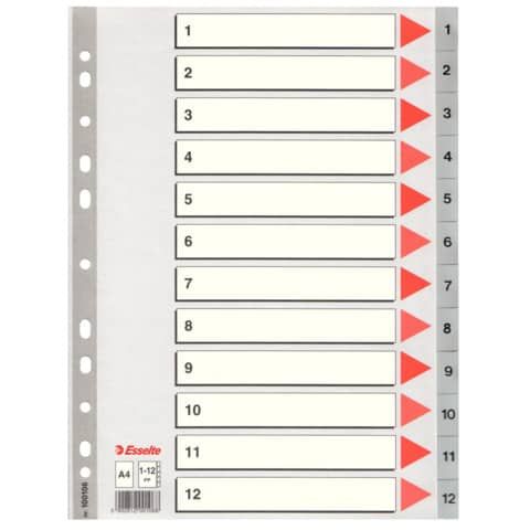 Divisori per rubrica Esselte A4 PPL numerica 1-12 100106