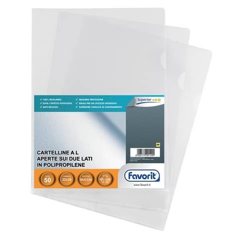 Buste trasp. a L FAVORIT buccia d&#39;arancia superior 22x30 cm conf. da 50 - 100460050