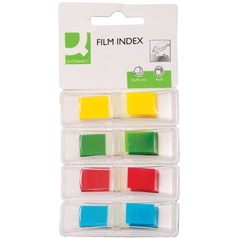 Segnapagina Q-Connect neon 12x45 mm 4 colori trasparenti blister 4 blocchetti da 35 - KF03631