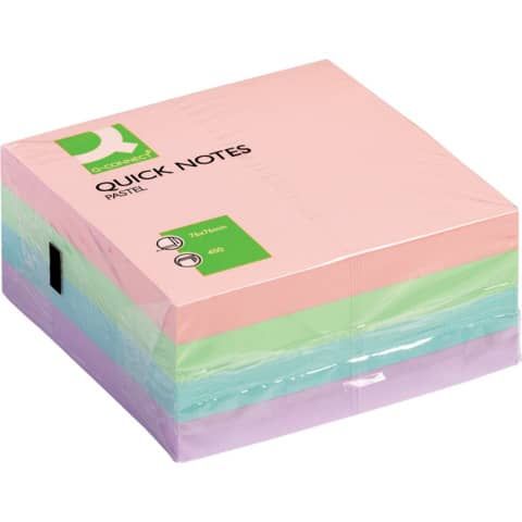 Foglietti riposizionabili Q-Connect 76x76 mm assortiti pastello blocchetto da 400 ff - KF01347