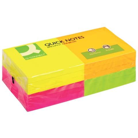 Foglietti riposizionabili Q-Connect 70 g/m assortiti neon 76x76 mm 12 blocchetti da 80 ff - KF10508