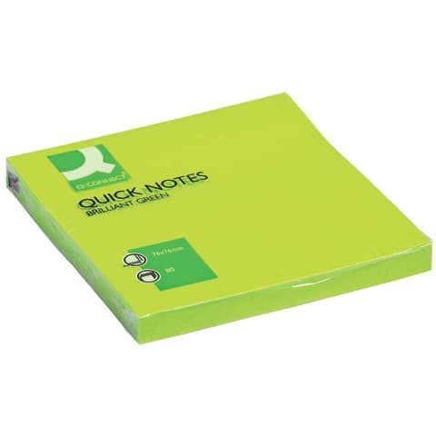 Foglietti riposizionabili Q-Connect 70 g/m verde neon 76x76 mm 6 blocchetti da 80 ff - KF10515