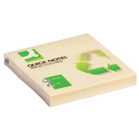 Foglietti riposizionabili Q-Connect 100% materiale riciclato 65 g/m giallo 76x76 mm  12 blocc. da 100 ff - KF05609