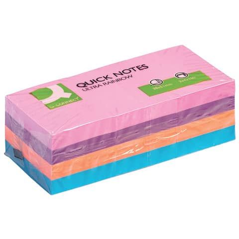 Foglietti riposizionabili Q-Connect 70 g/m assortiti ultra 38x51 mm 12 blocchetti da 100 ff - KF02516
