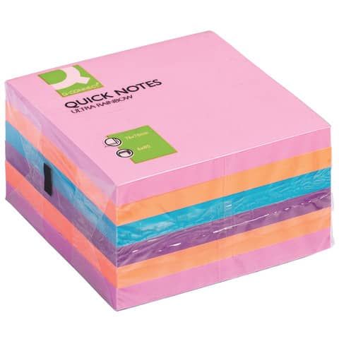 Foglietti riposizionabili Q-Connect 70 g/m assortiti ultra 76x76 mm 6 blocchetti da 80 ff - KF02515