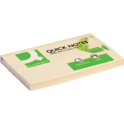Foglietti riposizionabili Q-Connect 100% materiale riciclato 65 g/m giallo 76x127mm  12 blocc. da 100 ff - KF05610