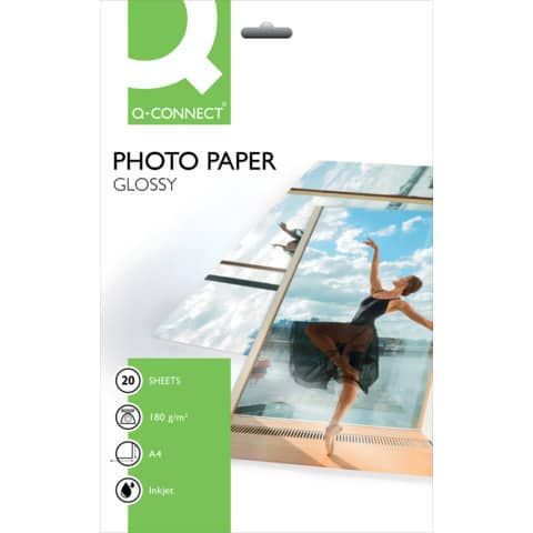 Carta fotografica Inkjet Q-Connect A4 bianco 180 g/m lucida conf. da 20 - KF01103