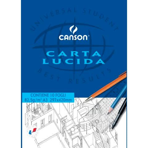 Blocco da disegno CANSON carta lucida bianco 80 g/m 10 fogli A3 C200005827