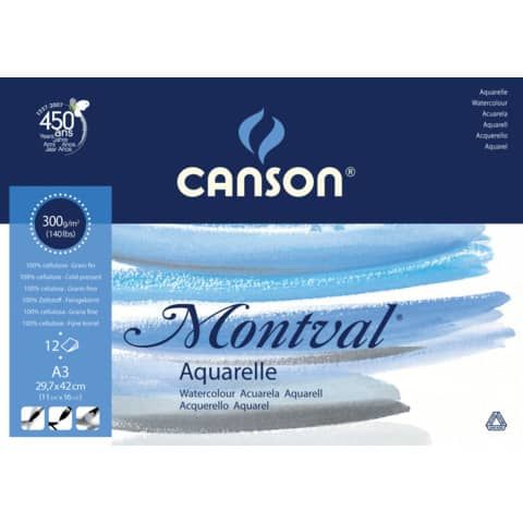 Blocco collato Canson Linea Acquerello Montval bianco 300 g/m 12 fogli 24x32cm C200807319