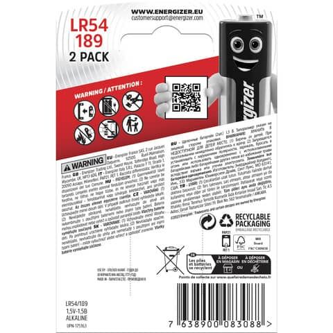 Batterie alcaline a bottone ENERGIZER LR54/189 conf. da 2 - E301536700