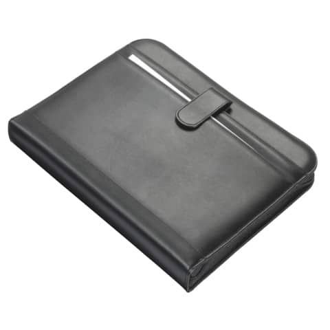 Cartella portadocumenti con anelli Alassio RICCIONE in similpelle 28,5x4,5x35,7 cm A4 nero - 30040