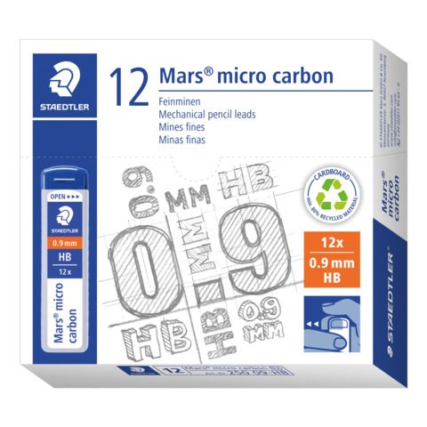 Astuccio 12 mine sottili B Staedtler Mars Micro Carbon 250 0,9 mm - 250 09-B