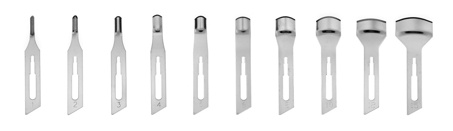 KALINDRA | Cutlery. 100 hojas de gubia profesionales, desechables y estériles. Acero y carbono