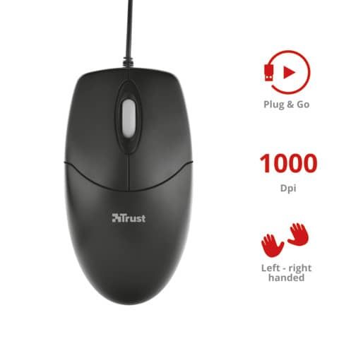 Mouse ottico a 3 tasti Trust Optical TM-101 nero 24271