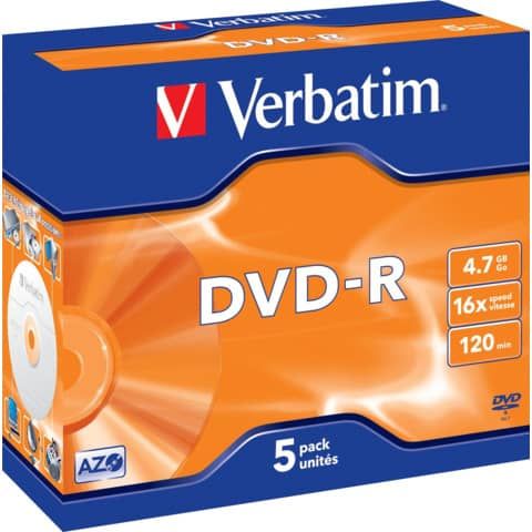 DVD-R Verbatim Jewel Case 4.7 GB - velocit 16x conf. da 5 - 43519