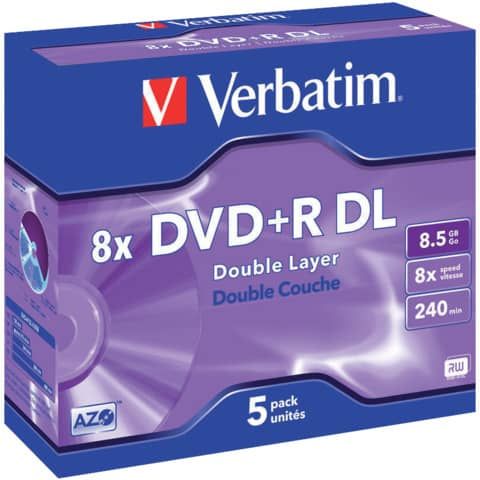 DVD+R Double Layer Verbatim Jewel case 8.5 GB - velocit 8x conf. da 5 - 43541