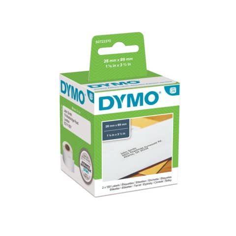 Rotoli da 130 etichette Dymo LabelWriter Indirizzi std. 28x89 mm bianco confezione da 2 - S0722370