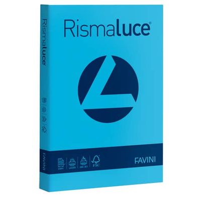 Carta colorata Favini Rismaluce colori forti 140 g/m A4 azzurro 55 - Risma da 200 fogli - A65G204