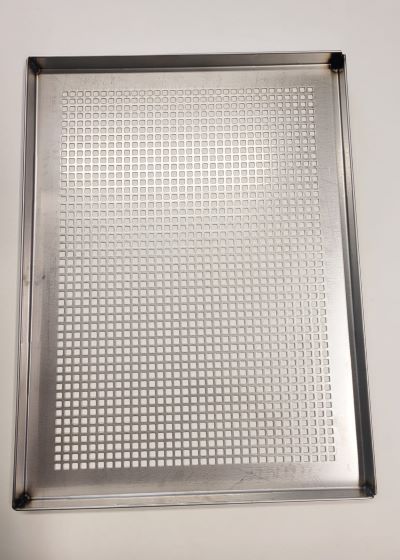 KALINDRA | Pizza. Perforated tray in 304 stainless steel. Holes measure 5 x 5 mm