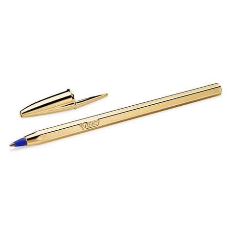 Penna a sfera BIC Cristal Shine Gold M 1 mm blu 526281