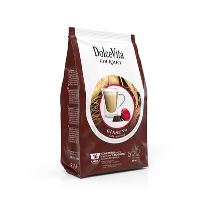 BLUE FARM | Lavazza A modo mio. Ginseng. Cápsulas compatibles “Dolce vita” en envases de 16 unidades.