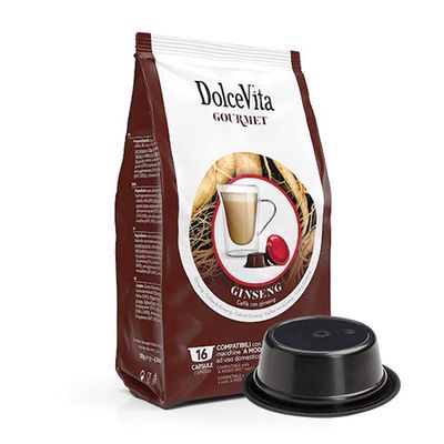 BLUE FARM | Lavazza A modo mio. Ginseng. Compatible capsules "Dolce vita" in packs of 16 pieces.
