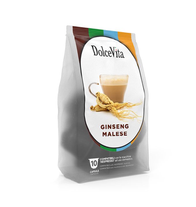 BLUE FARM | Nestlé. Nespresso. Bitter Malaysian Ginseng. Compatible capsules &quot;Dolce vita&quot; in packs of 10 pieces.