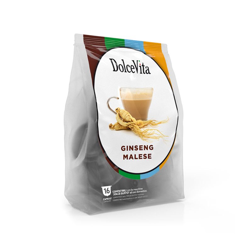 BLUE FARM | Nestlé. Nescafé Dolce Gusto. Bitter Malaysian Ginseng. Compatible capsules &quot;Dolce vita&quot; in packs of 16 pieces.