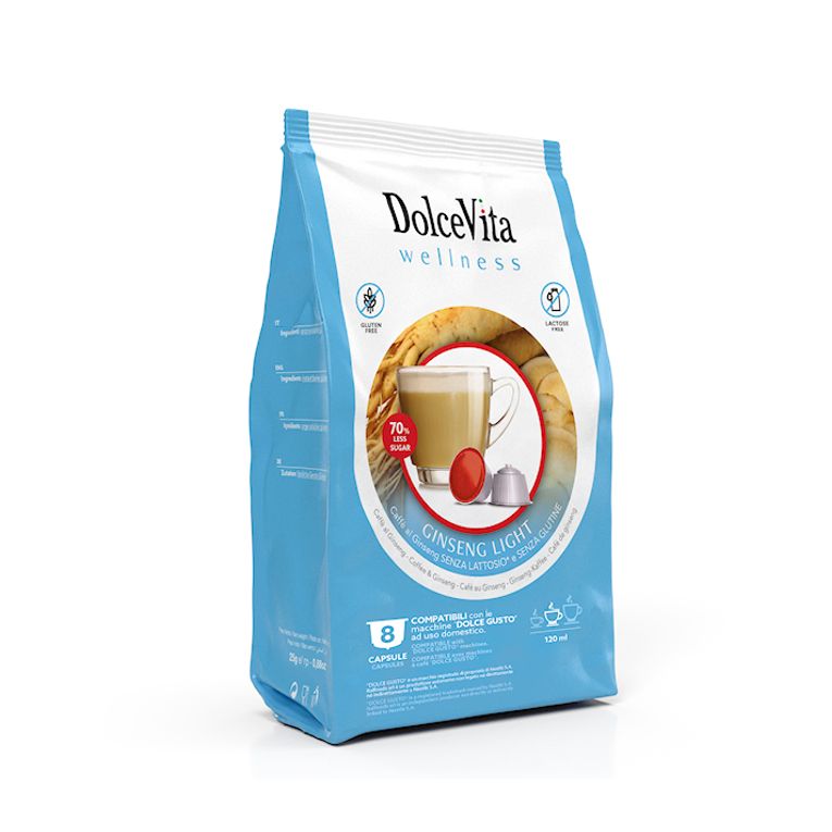 BLUE FARM | Nestlé. Nescafé Dolce Gusto light. Maxi Ginseng. Compatible capsules &quot;Dolce vita&quot; in packs of 8 pieces.