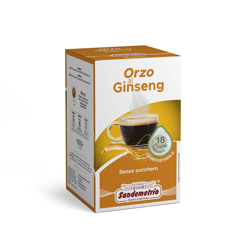 BLUE FARM | San Demetrio. Barley Ginseng in compostable ESE pods. Packs of 18 pieces.