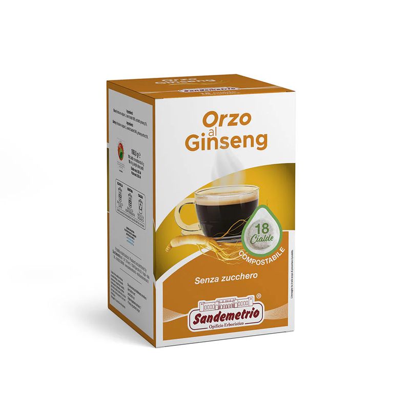 BLUE FARM | San Demetrio. Barley Ginseng in compostable ESE pods. Packs of 18 pieces.