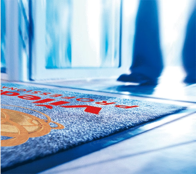BLUE FARM | Vileda Professional. L-Mat. Tapis d&#39;intérieur neutres et personnalisés
