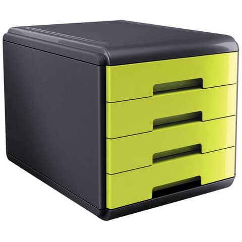 Cassettiera 4 cassetti ARDA Mydesk polistirolo e materiale infrangibile grigio/verde - 18P4PV
