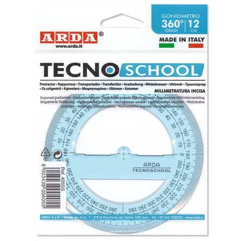 Goniometro ARDA Linea Tecnoschool polistirolo termoresistente azzurro trasparente 360 12 cm - 405SS