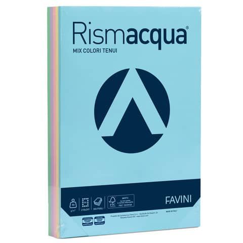 Carta colorata Favini Rismacqua colori tenui 90 g/m A4 mix 5 colori - Risma da 300 fogli - A66X324