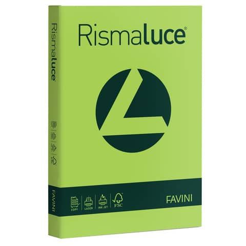 Carta colorata Favini Rismaluce colori forti 200 g/m A4 pistacchio - Risma da 125 fogli - A67M104