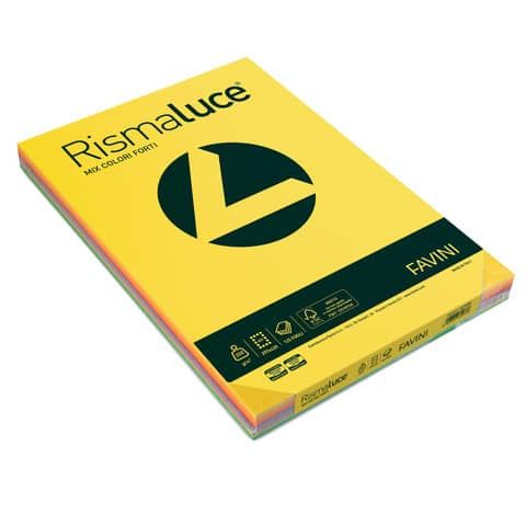 Carta colorata Favini Rismaluce colori forti 200 g/m A3 mix 8 colori - Risma da 125 fogli - A67X113