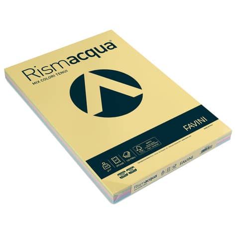 Carta colorata Favini Rismacqua colori tenui 200 g/m A3 mix 5 colori - Risma da 125 fogli - A67X123
