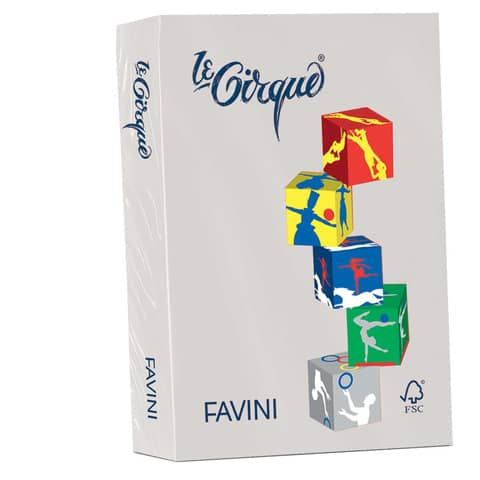 Carta colorata FAVINI LE CIRQUE per tutte le tecnologie di stampa 80 g/m A4 grigio 109  500 fogli - A71U504