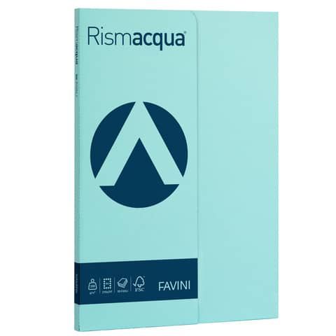 Carta colorata Favini Rismacqua colori tenui 200 g/m A4 celeste 08 - Risma da 50 fogli - A69T544