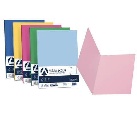 Cartellina semplice FAVINI FOLDER S cartoncino Simplex Luce&amp;Acqua 200 g/m 25x34cm mix 5 colori  conf. 50 - A50X664