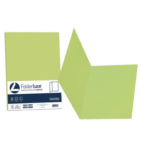 Cartellina semplice FAVINI FOLDER S cartoncino Simplex Luce&amp;Acqua 200 g/m 25x34cm pistacchio 54  conf.50 - A50M664